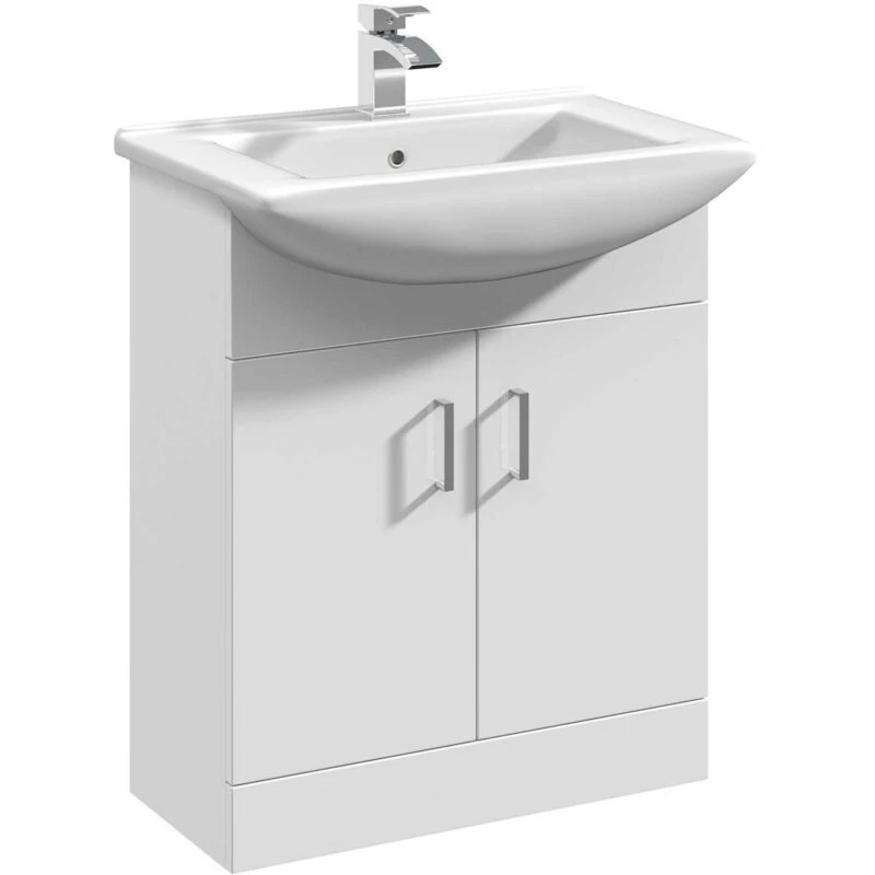 Image of nuie 550mm Floor Standing Cabinet & Square Basin - Gloss White VTM550