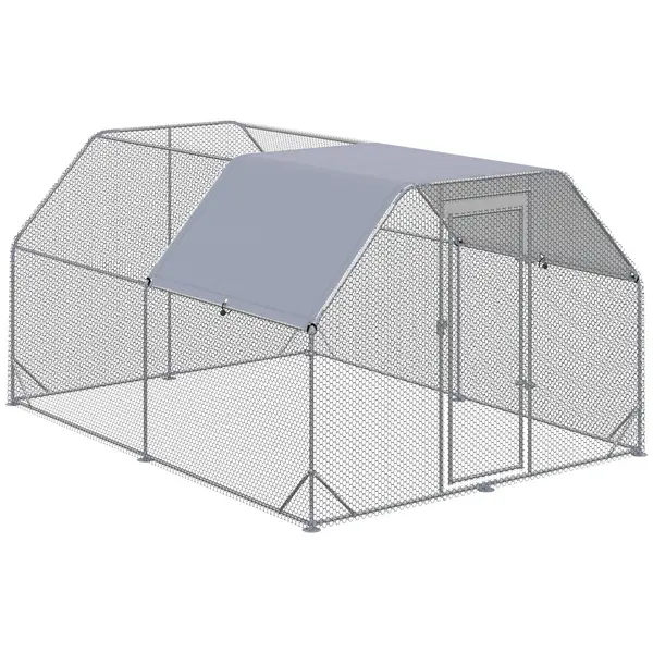 Image of PawHut Chicken Run with Roof, Walk In Chicken Coop Run Cage for 10-12 Chickens, Hen House Duck Pen Outdoor, 380x280x195 cm