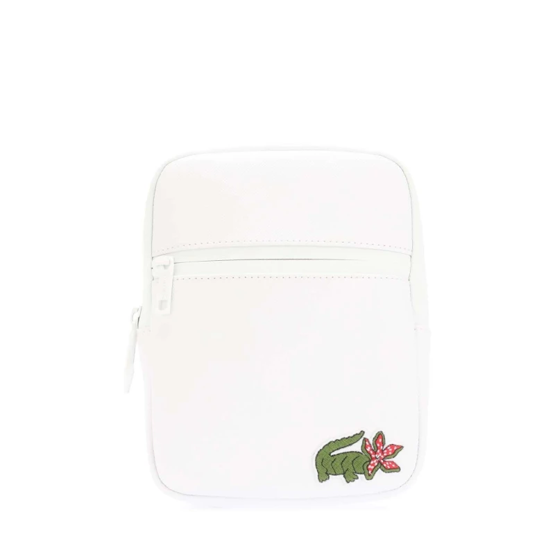 Image of Lacoste Netflix Croc Print Shoulder Bag - White White One Size