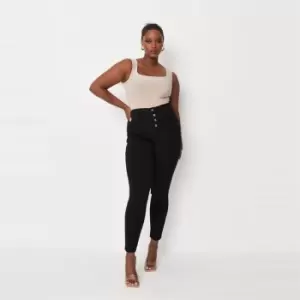 Image of Missguided Plus Button Front Lawless Skinny - Black
