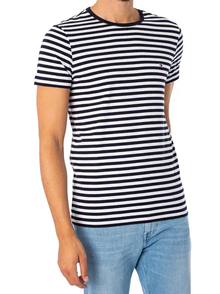 Image of Tommy Hilfiger Stretch Extra Slim Fit T-Shirt Desert Sky/White M