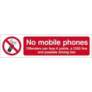 Image of No Mobile Phones Offenders Can Face 6 Points and a £200 Fine Sign