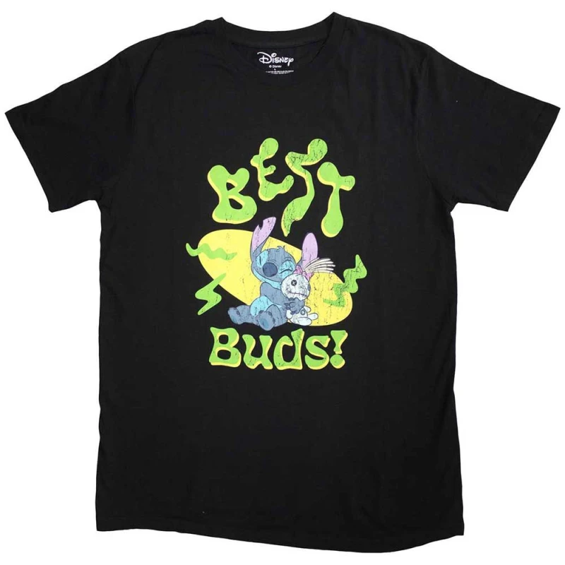 Image of Disney Lilo & Stitch Best Buds T Shirt Black unisex