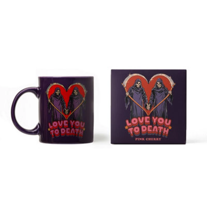 Image of Steven Rhodes Love You To Death Purple Mug Candle With Pink Cherry Scent
