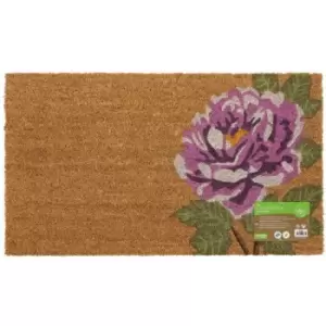 Image of Eco-Friendly Garden Latex Backed Coir Entrance Door Mat, Flower Design