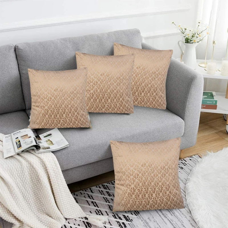 Image of Alan Symonds Textured Velvet Cushion Set of 4 Latte unisex 45x45cm