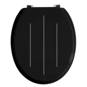 Image of Premier Housewares Black Diamante Detail Toilet Seat With Zinc Alloy Fittings