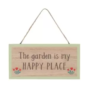 Image of The Garden Is My Happy Place Tulip MDF Hanging Sign