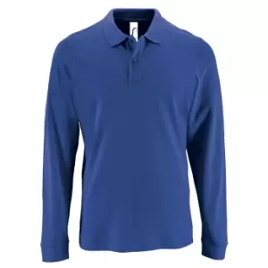 Image of SOLS Mens Perfect Long Sleeve Pique Polo Shirt (M) (Royal Blue)