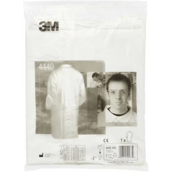 Image of 4440 Large White Lab Coat With Zipper - 3M