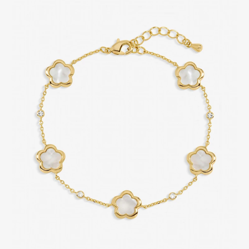 Image of Inicio Gold Mother of Pearl Flower Bracelet - Gift Pouch Chain Bracelets One Size Gold 41455110000