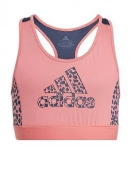 Image of adidas Girls Leo Bra Top - Pink/Black, Size 7-8 Years, Women
