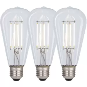 Image of Harperliving - Harper Living 8 Watts ST64 E27 LED Bulb Clear Cool White Dimmable, Pack of 3