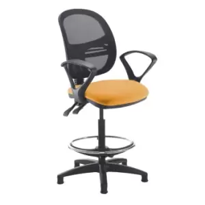 Image of Dams MTO Jota Mesh Back Draughtsmans Chair with Fixed Arms - Costa Blue