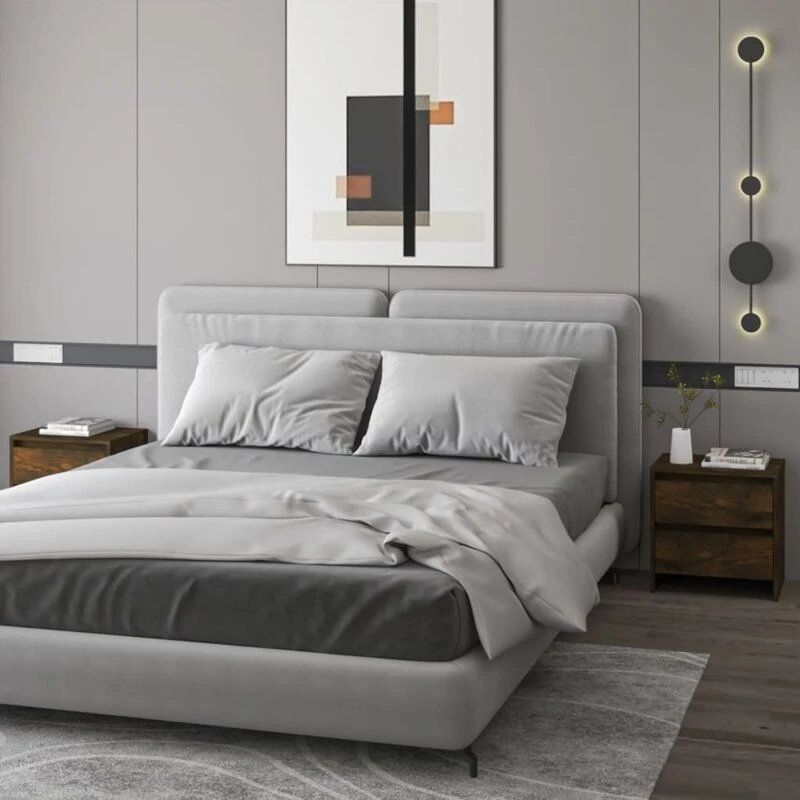 Image of VIDAXL Bedside Cabinets 2 pcs Smoked Oak 45x34.5x44.5cm Engineered Wood Vidaxl 8720286837238