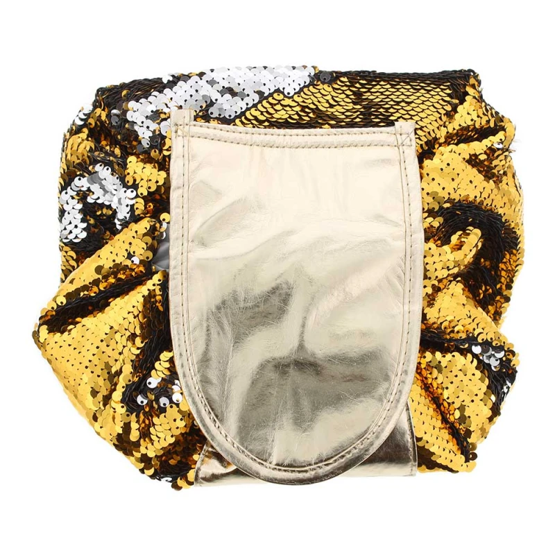 Image of Sequin Make Up Bag Gold