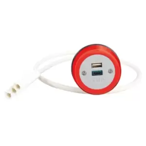 Image of Cluster power module 1 x TUF (A&C connectors) USB charger - white