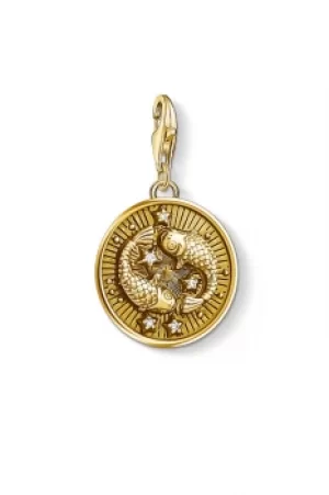 Image of Ladies Thomas Sabo Gold Plated Sterling Silver Charm Club Zodiac Sign Pisces Charm 1651-414-39