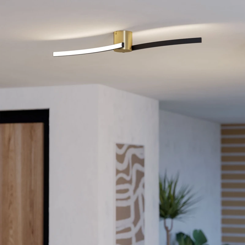 Image of EGLO Aieta Black Minimalist Ceiling Light Brown
