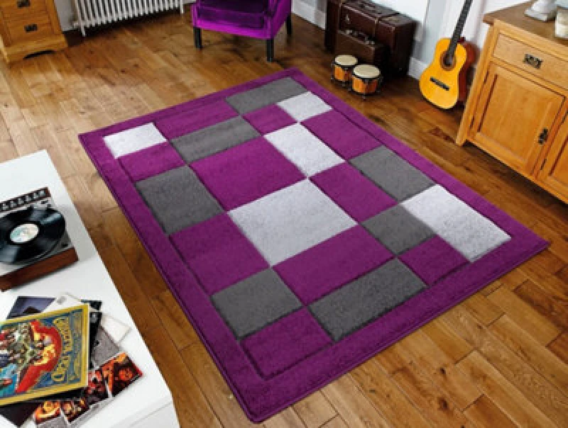 Image of Smart Living Smart Living Modern Hand Carved Multicolour Soft Thick Area Rug - Havana in Purple Size: 60cm x 110cm Purple 60cm x 110cm Unisex 868050