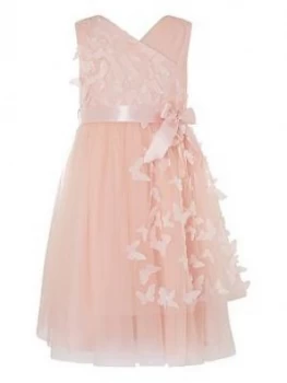 Image of Monsoon Girls 3D Butterfly Wrap Dress - Pink, Size 3 Years, Women
