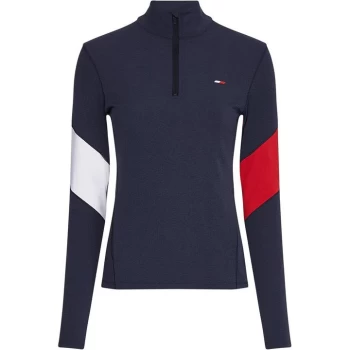 Image of Tommy Sport Block Long Sleeve Zip Top - Navy/Red/Wht