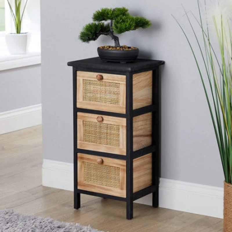Image of Home Source Mosina Fully Assembled 3 Drawer Rattan Storage Chest