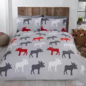 Image of Rapport Home Furnishings Rapport Home Moose Duvet Set Grey Double