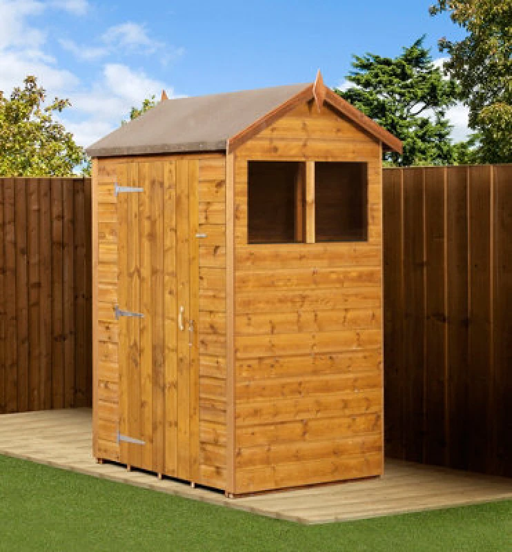 Image of Empire Sheds Empire Modular Apex 4X4 Windows Dipped Treated Tongue And Groove Wooden Garden Shed (4' X 4' / 4ft X 4ft) (4X4)
