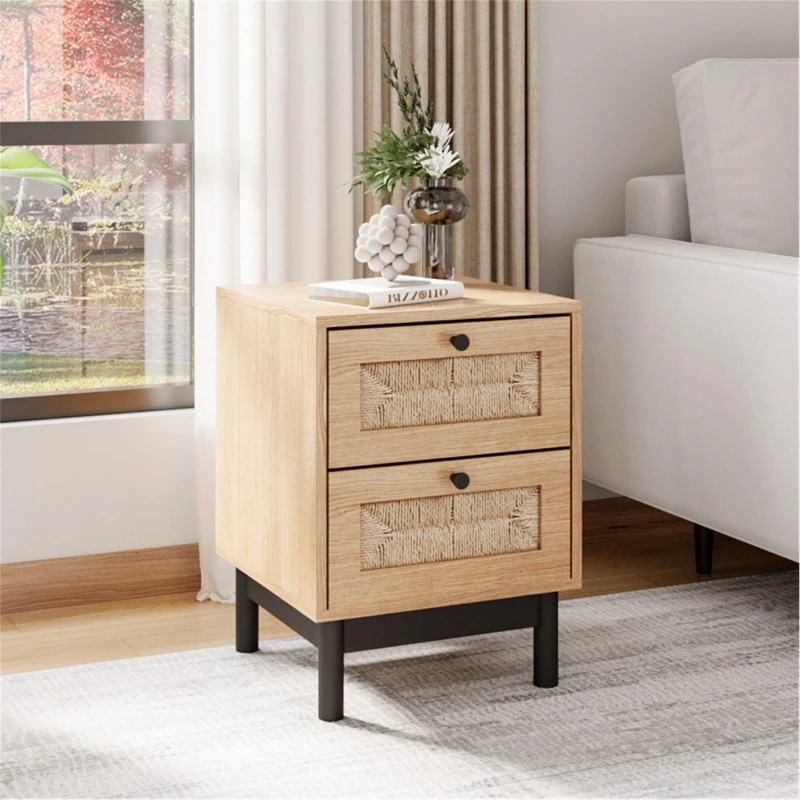Image of Kabinet UK Woven Storage Cabinet with 2 Drawers Beige unisex One Size