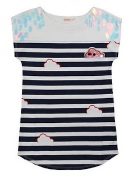 Image of Billieblush Girls Stripe Applique T-Shirt Dress - Blue