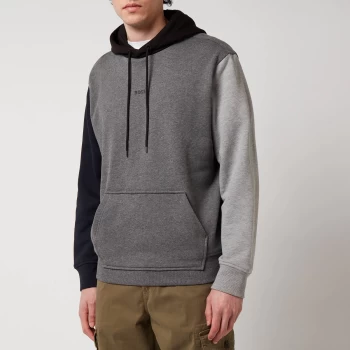 Image of BOSS Casual Mens Colour-Block Hoodie - Medium Grey - M