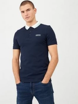 Image of Barbour International Ampere Contrast Collar Polo Shirt - Navy, Size S, Men