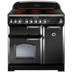 Image of Rangemaster 81630 90cm CLASSIC DELUXE Ceramic Range Black Chrome Trim
