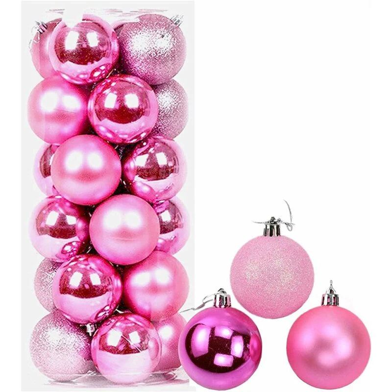 Image of Shatchi 60mm/18Pcs Christmas Baubles Shatterproof Pale Pink,Tree Decorations Pink