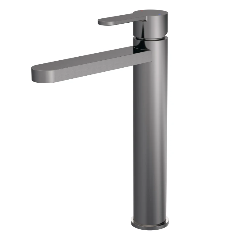 Image of Balterley Round High Rise Mono Basin Mixer Tap Brushed Pewter Silver