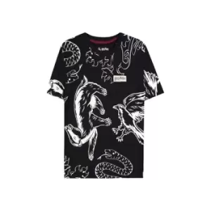 Image of Harry Potter Ladies T-Shirt Heraldic Animals WB AOP Size L