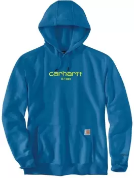 Image of Carhartt Lightweight Logo Graphic Hoodie, blue, Size S, blue, Size S