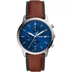 Image of Mens Fossil Minimalist Chronograph Luggage Eco Leather Watch