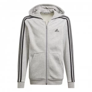 Image of adidas adidas Boys 3-Stripes Full Zip Track Top Hoodie - Grey/Black