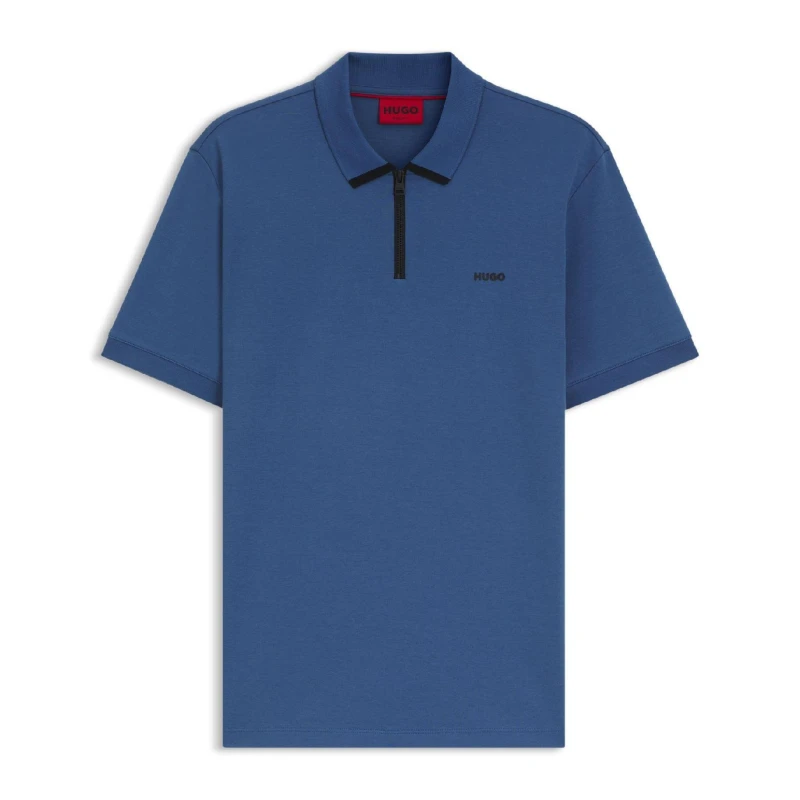 Image of Hugo Dalomino Contrast Logo Polo Shirt Blue male XS