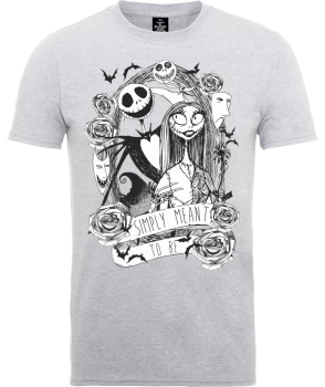 Image of Disney The Nightmare Before Christmas Jack Skellington And Sally Grey T-Shirt - XS