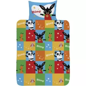 Image of Bing Bunny Childrens/Kids Reversible Patchwork Duvet Cover Set (Toddler) (Multicoloured)