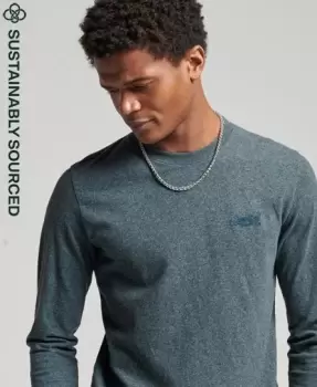 Image of Superdry Mens Organic Cotton Vintage Logo Embroidered Top Grey / Grey Tweed - Size: L