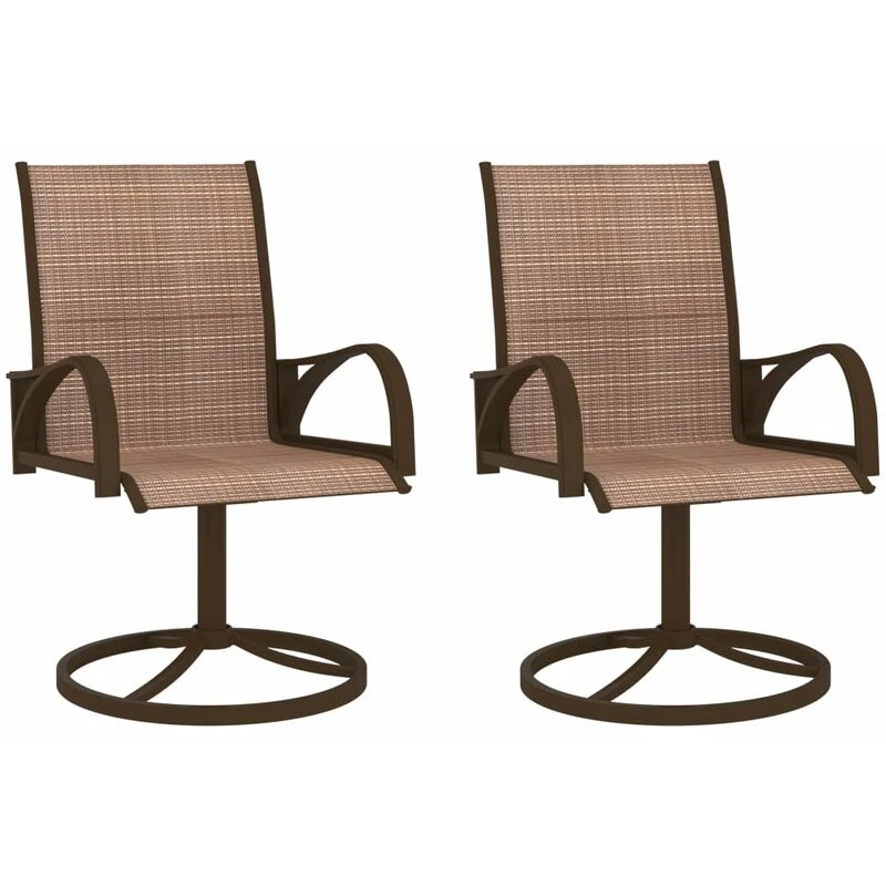 Image of VIDAXL Garden Swivel Chairs 2 pcs Textilene and Steel Brown Vidaxl 8720286114131