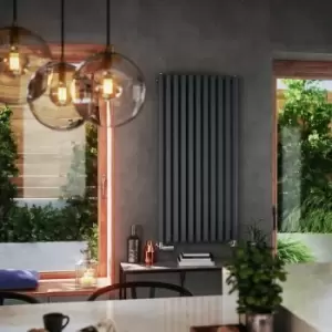 Image of Grey Horizontal Designer Radiator Oval Column Central Heating Rads 1200 x 590mm - Grey