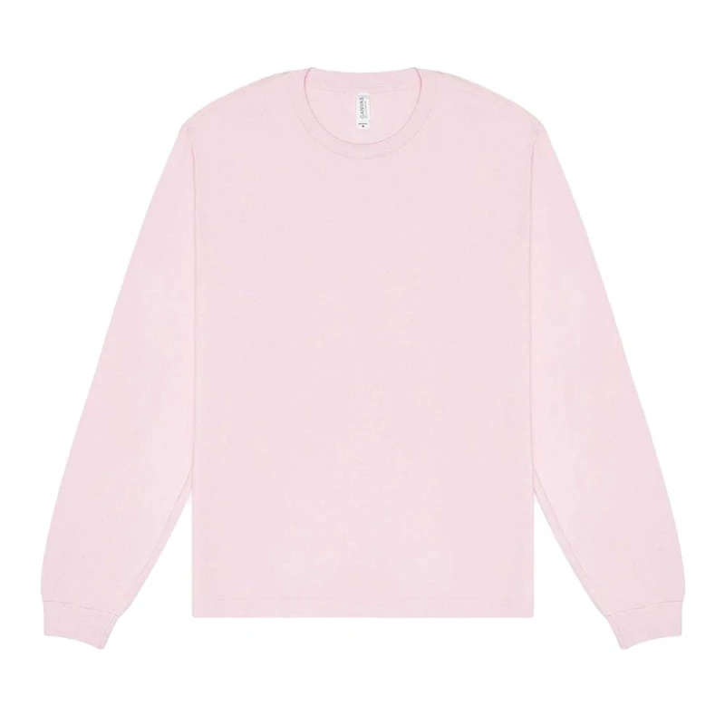 Image of Bella + Canvas Mens Heavyweight Boxy Long-Sleeved T-Shirt in Pink Size: XS Pink Male XS