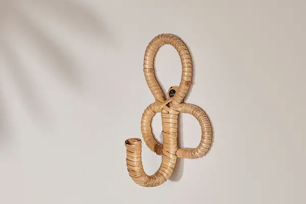 Image of nkuku Abiyan Bamboo And Iron Single Hook Set Of 2 Storage & Hanging Accessories Natural