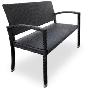 Image of Poly Rattan Garden Bench Black 2 Seater