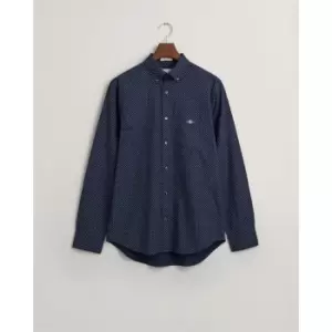 Image of Gant Reg Micro Print Shirt Marine S - Blue